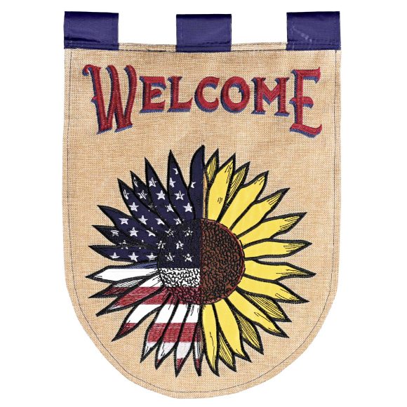Flag Patriotic Sunflower Welcome 13x18