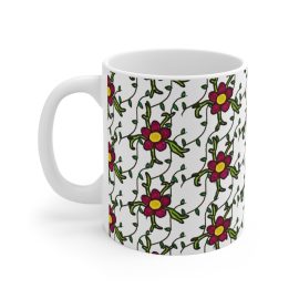 Mug 11oz - Whimsical Flower Vines Design