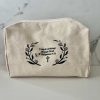 Strength Through Faith Toiletry Bag – Floral Cotton Christian Travel Pouch for Women