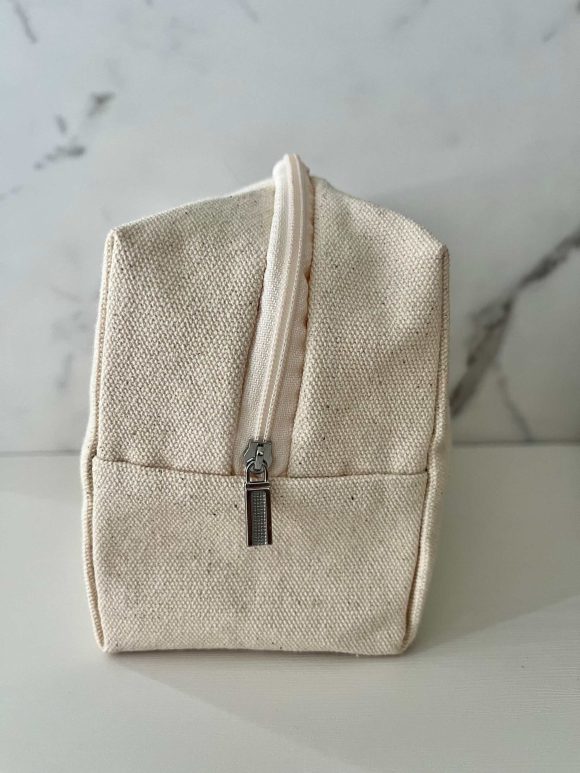 Strength Through Faith Toiletry Bag – Floral Cotton Christian Travel Pouch for Women